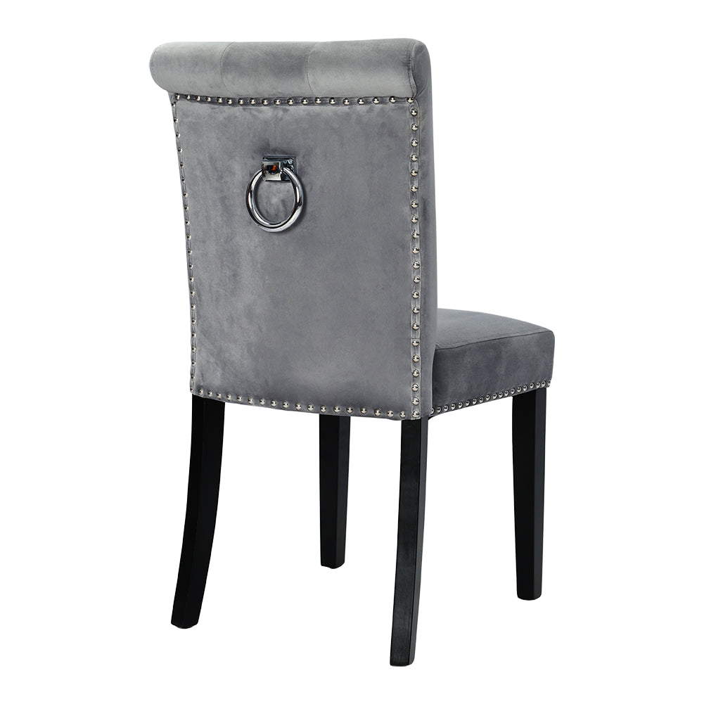 Tufted Velvet Padded Dining Chair with Metal Back Knocker