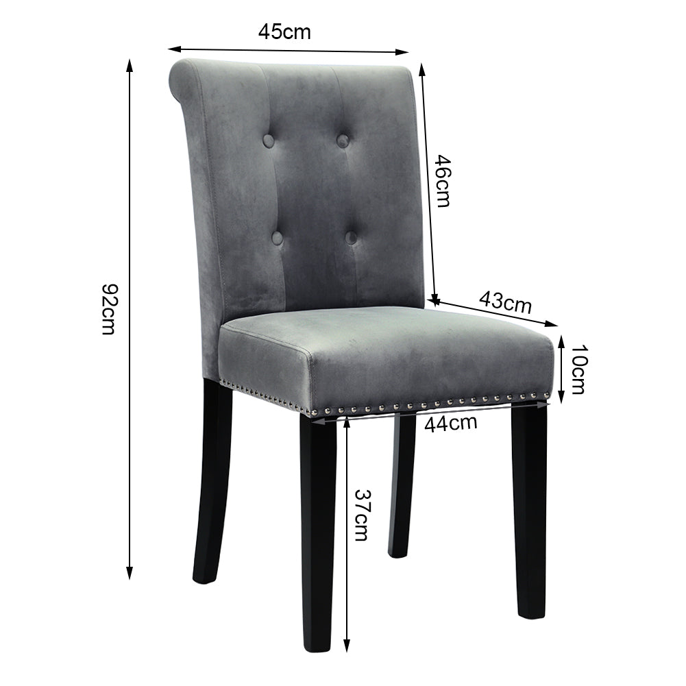 Tufted Velvet Padded Dining Chair with Metal Back Knocker