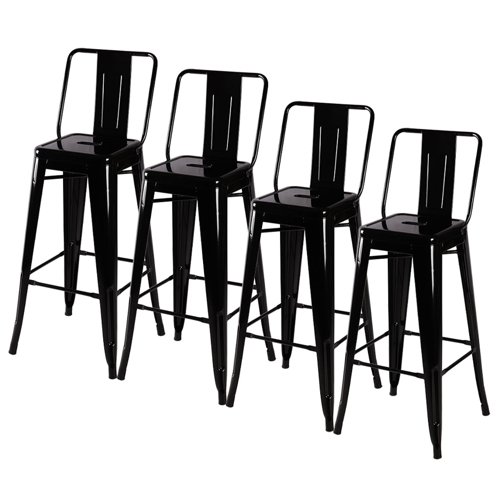 Set of 4 Bar Chairs Set Industrial Style Metal Footrests Dining Bar Stools