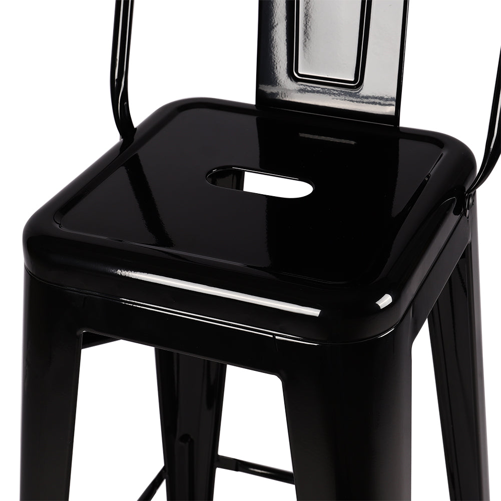 Set of 4 Bar Chairs Set Industrial Style Metal Footrests Dining Bar Stools