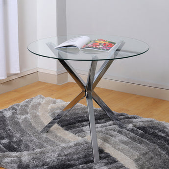 Modern Round Coffee Table Tempered Glass Dining Table with Tripod Legs