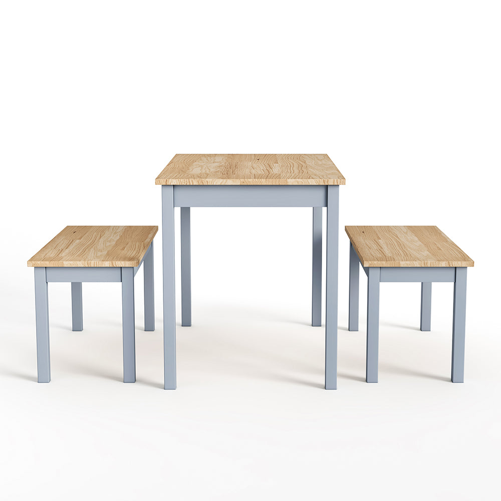 3 Pcs Dining Furniture Sets Pine Wood Dining Table and Benches