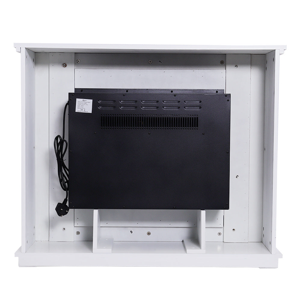 39 Inch Electric Fireplace with White Wooden Mantel