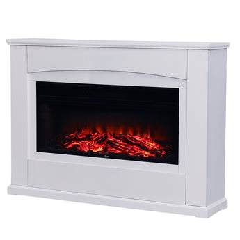 900W/1800W Electric Fireplace with White Wooden Mantel 34 Inch