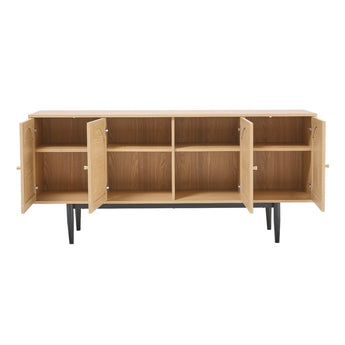 Natural Modern Wood Woven 4-Door Accent Cabinet Cabinets Living and Home 
