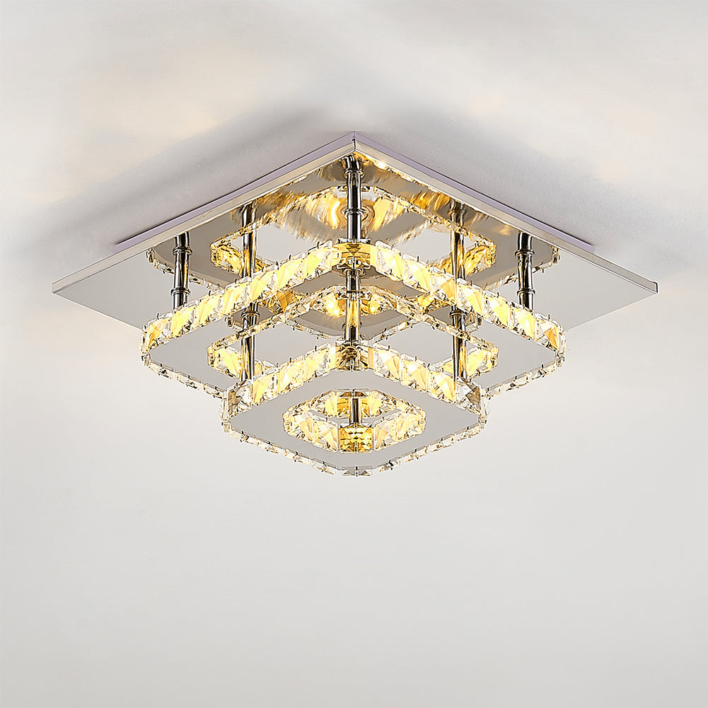 Square Glamourous Crystal LED Ceiling Light