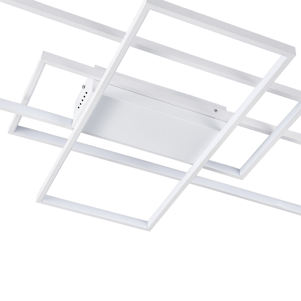 Neutral Style Rectangular LED Semi Flush Ceiling Light in White
