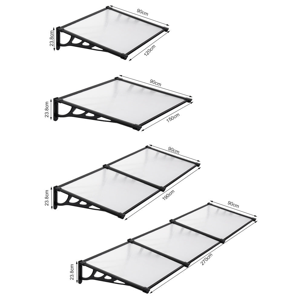 Outdoor Flat Shielded Awning - Rain Shelter - Black Awnings