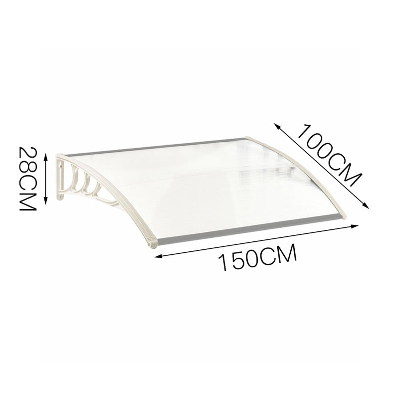 Outdoor Curved Shielded Awning - Rain Shelter - White Awnings L 150 x W 100 x H 28 cm