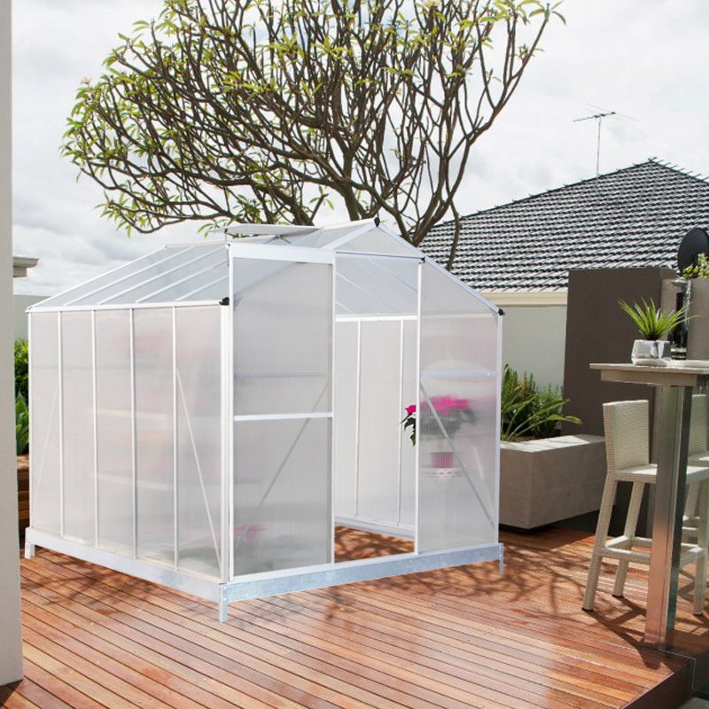 White Framed Garden Hobby Greenhouse with Vent Garden greenhouse Garden Sanctuary 10' x 6' ft With base frame