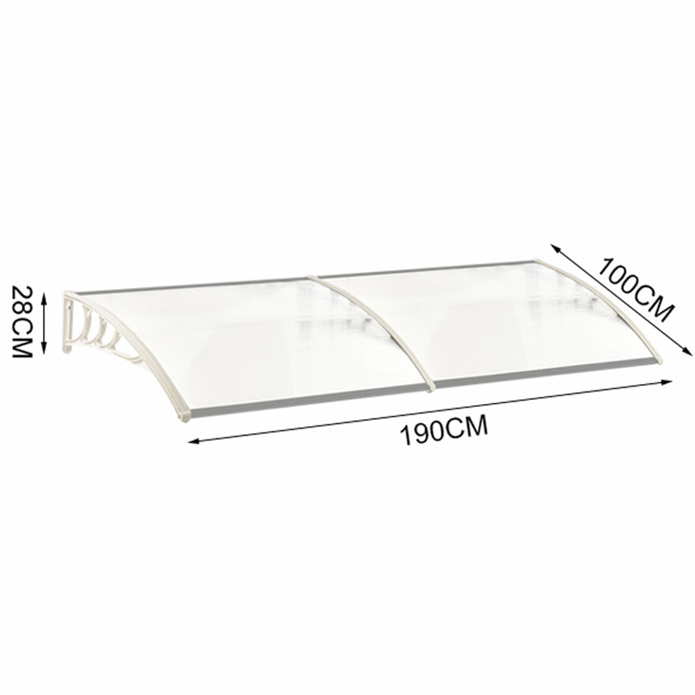 Outdoor Curved Shielded Awning - Rain Shelter - White Awnings L 190 x W 100 x H 28 cm