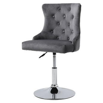 Height Adjustable Bar Chair Velvet Upholstered Stool with Chrome Footrest