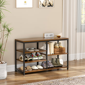 Multi-tiered Shoe Rack Bench in Walnut