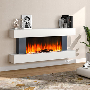 1000W/2000W Wall Mounted/Freestanding Electric Fireplace with Mantel