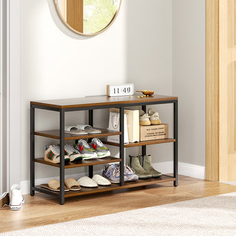 Multi-tiered Shoe Rack Bench in Walnut