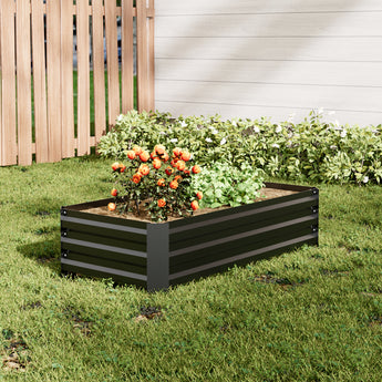 Galvanized Steel Square Raised Garden Bed Planter Box in Black