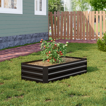 Galvanized Steel Square Raised Garden Bed Planter Box in Black