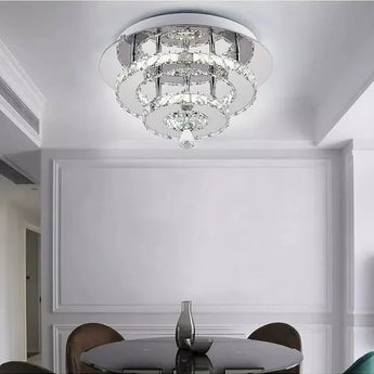 30cm W Stacked LED Ceiling Light with Crystal Rims Energy Saving Ceiling Lights Living and Home 