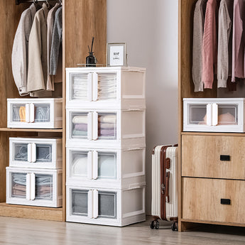 Double-Door Collapsible Storage Organizer Box with Wheels