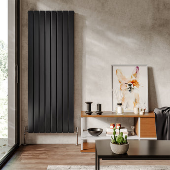 160cm H Steel Vertical Tall Radiator with Double Panel, Smoke Grey