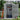 Plastic tool storage shed with vented roof; open doors with wall hooks and bins