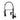 Black kitchen sink faucet with curved arch, two handles, and pull-down sprayer