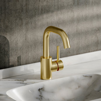 Minimalist Single-Handle Vessel Faucet  with Swivel Spout, Gold