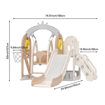 184cm L 3 in 1 Kids Playground Swing and Slide Set