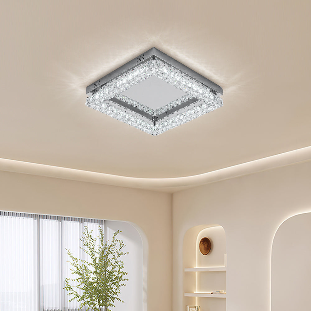 40cm W Square Crystal Ceiling Light
