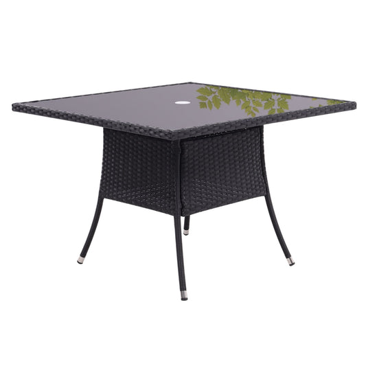 105cm Round/ Square Coffee Table Bistro Outdoor Garden Patio Tables & Parasol Hole Garden Dining Table   Square Black 
