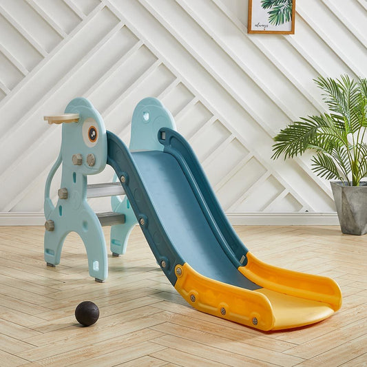 Multi-colour Freestanding Toddler Slide Set with Basketball Hoop