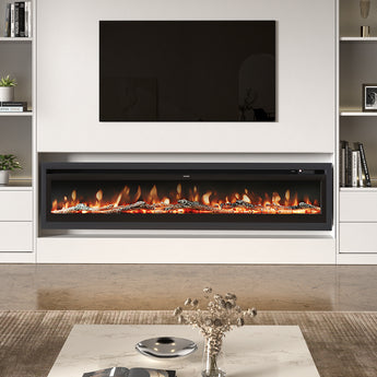 70/80 Inch Wall Mounted/Freestanding Electric Fireplace with Remote and 9 Flame Colours