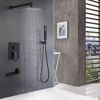 Matt Black Rainfall Shower Head 3 Way Concealed Thermostatic Mixer Shower for bathroom