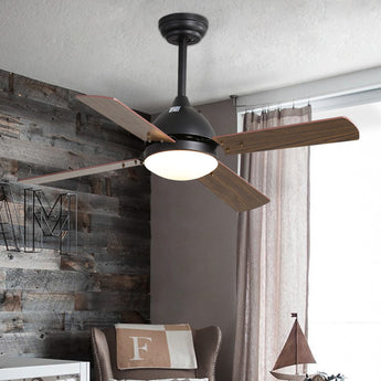 Brown Solid Wood 4 Blade Ceiling Fans with Lights and Remote