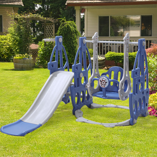 3 in 1 Kids Toddler Swing and Slide Set with Basketball Hoop