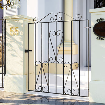 63.5cm H Metal Garden Gate Fence Gate, Black