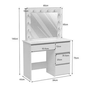 43cm D Hollywood Dressing Table with Large Lighted Mirror Dressing Tables Living and Home 