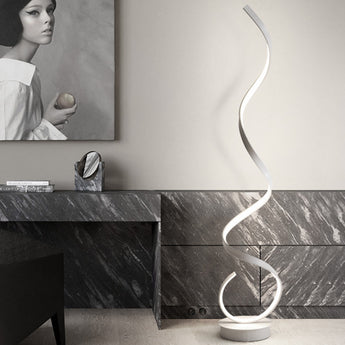 131m H White Metal Minimalist LED Spiral Floor Lamp