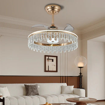 Lightsin 60cm Modern Gold Crystal Ceiling Fan Light Lightsin UK 