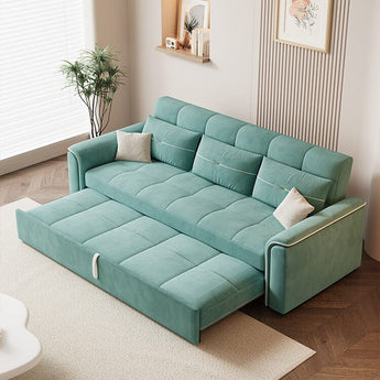 Cottonfy Multifunctional Mint Velvet Pull Out Chaise Sofa Bed with Storage Cottonfy UK 