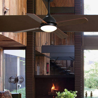 Brown Solid Wood 4 Blade Ceiling Fans with Lights and Remote