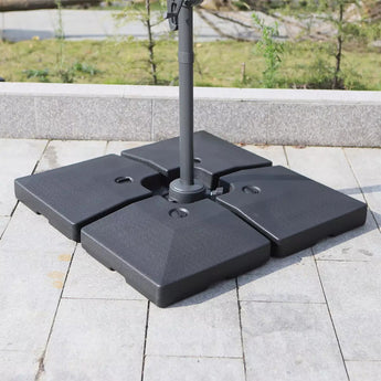 Black Fillable Cantilever Umbrella Stand Set