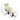 Beige recliner chair with ottoman, size diagram with dimension arrows