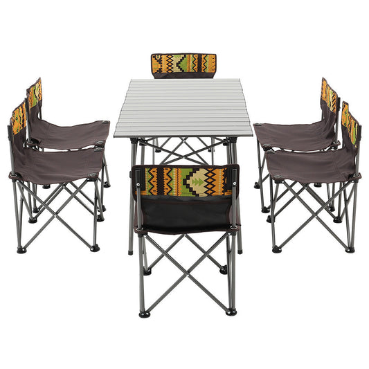 7 Piece Folding Camping Table and Chairs Set Portable with Carrying Bag Camp Furniture   