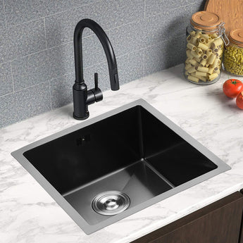 Drop-in Kitchen Sink, Single Bowl Stainless Steel Sink, Black