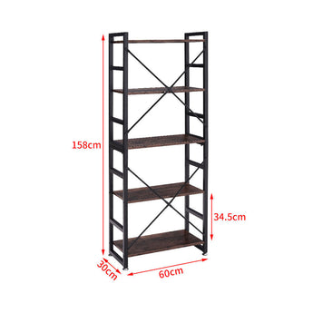 158 cm H Vintage Open Bookshelf Storage Display Shelving Unit