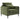 Green chenille upholstered armchair with wide arms and tapered legs