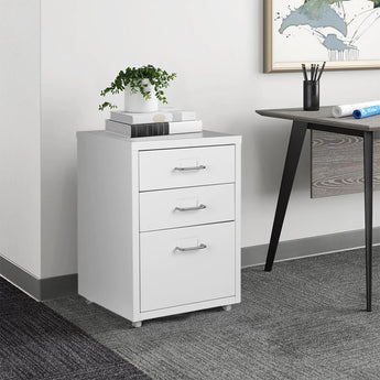 Office Rolling File Cabinet with Wheels, White