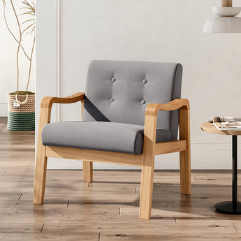 Modern Armchair with Upholstery and Rubberood Frame