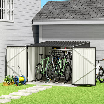 195CM W Waterproof Weather-resistant Steel Lockable Garden Motorbike Shed Bicycle Storage Shed